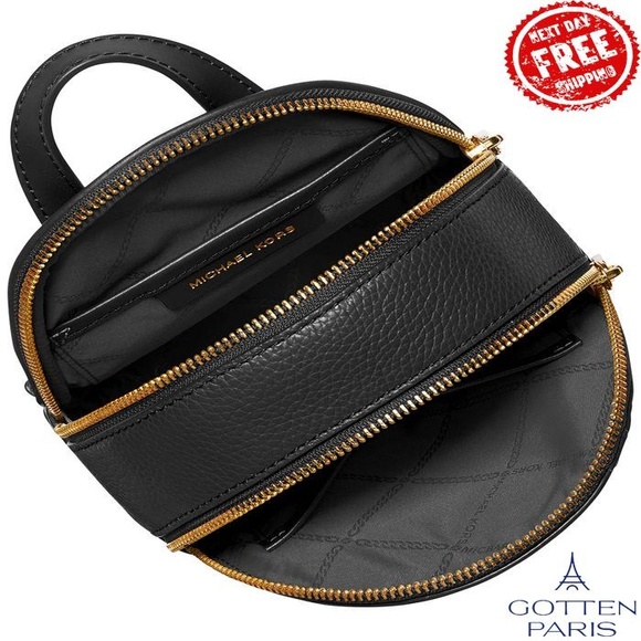 Brooklyn Mini Leather Convertible Messenger Backpack Black Women's - Picture 2 of 4